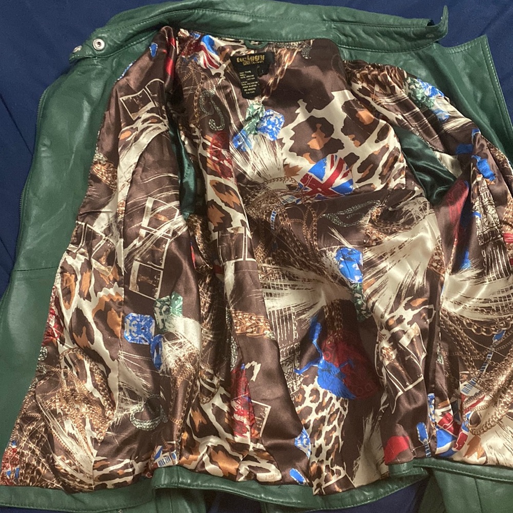 Twiggy London Olive Green Leather Military Jacket